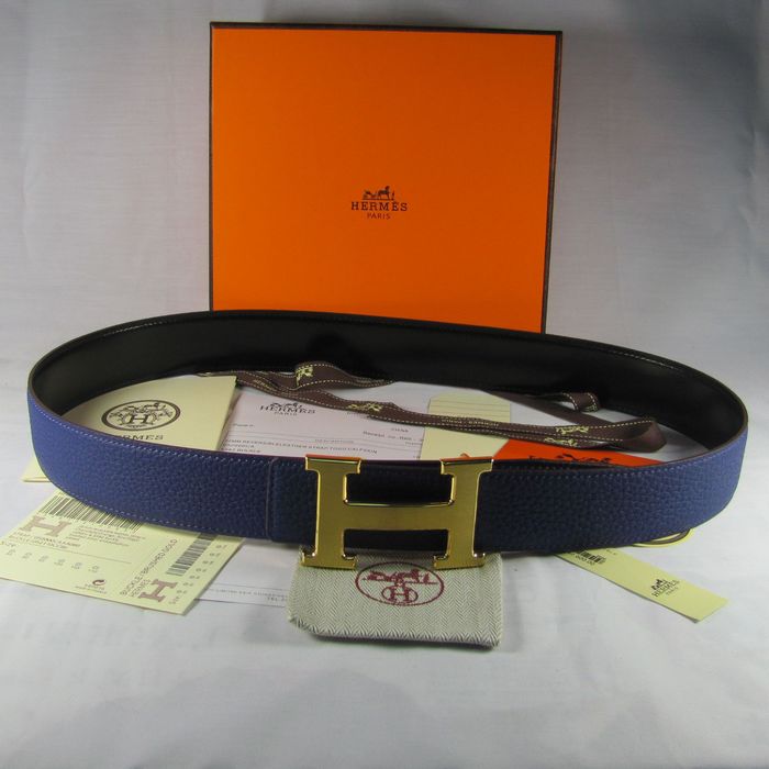 H**mes reversible togo leather 38mm belt electric blue