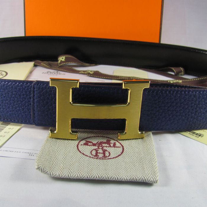 H**mes reversible togo leather 38mm belt electric blue