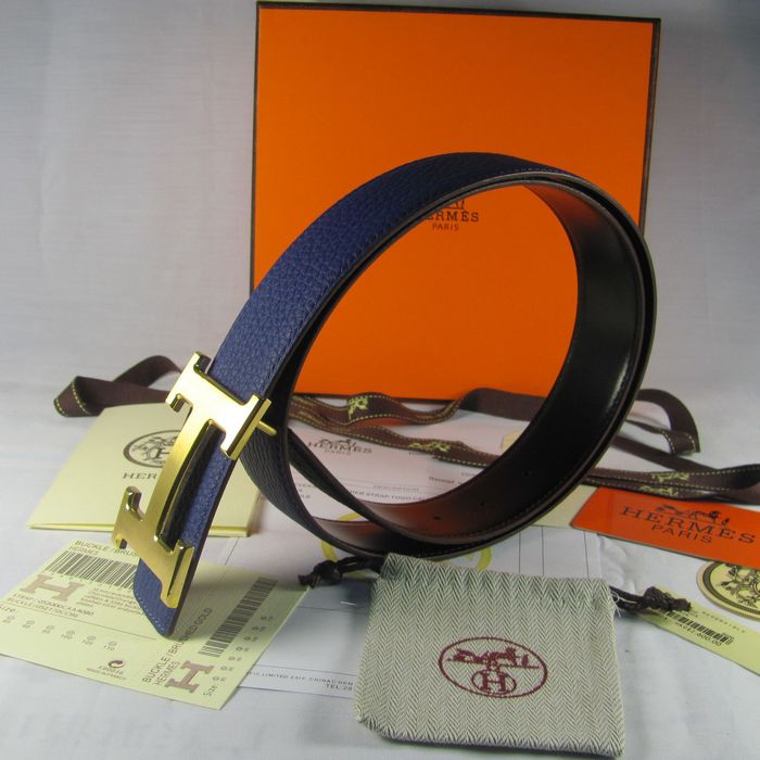 H**mes reversible togo leather 38mm belt electric blue