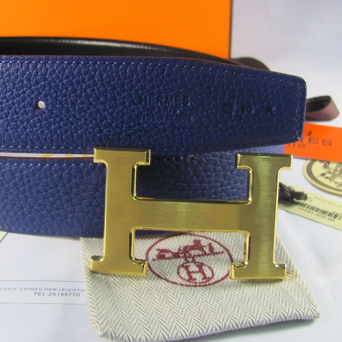 H**mes reversible togo leather 38mm belt electric blue