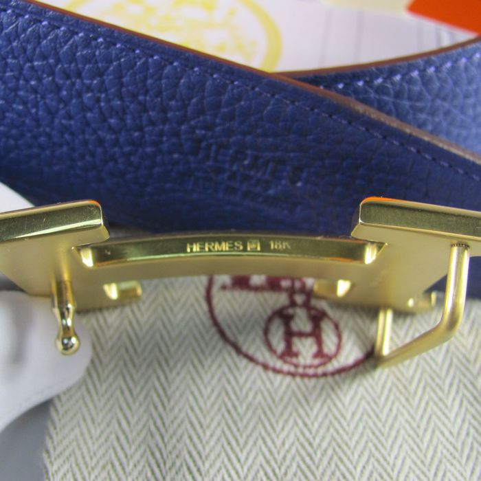 H**mes reversible togo leather 38mm belt electric blue