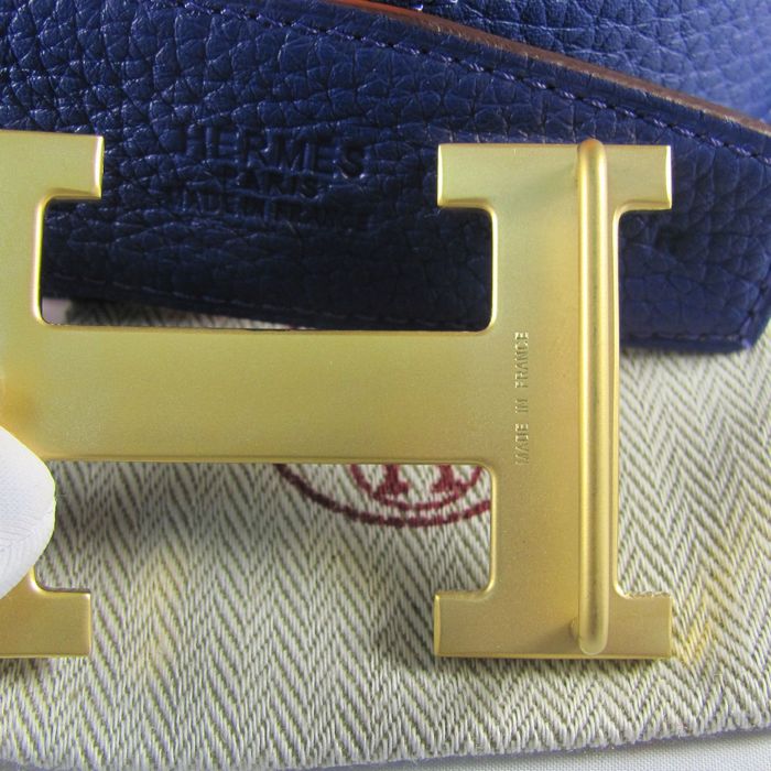 H**mes reversible togo leather 38mm belt electric blue