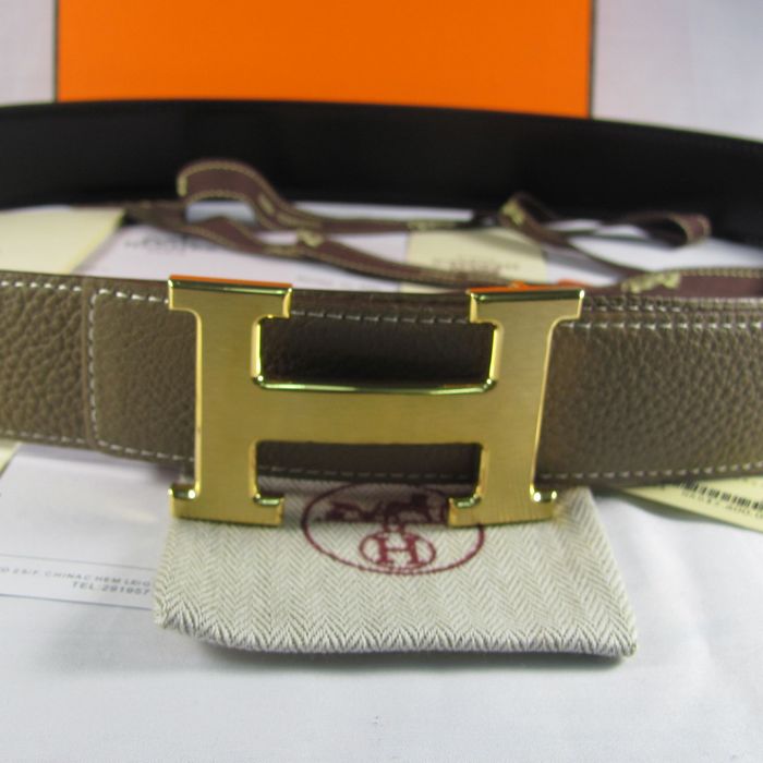 H**mes reversible togo leather 38mm belt grey