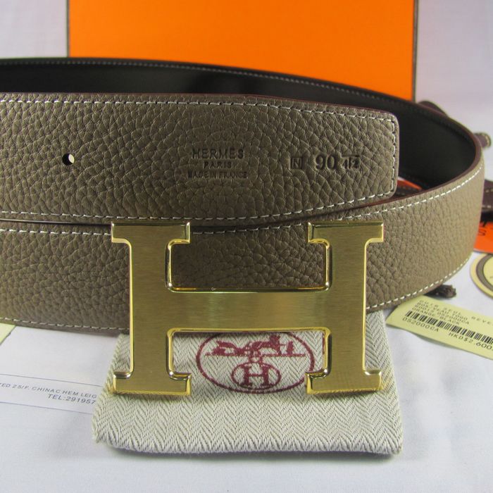 H**mes reversible togo leather 38mm belt grey