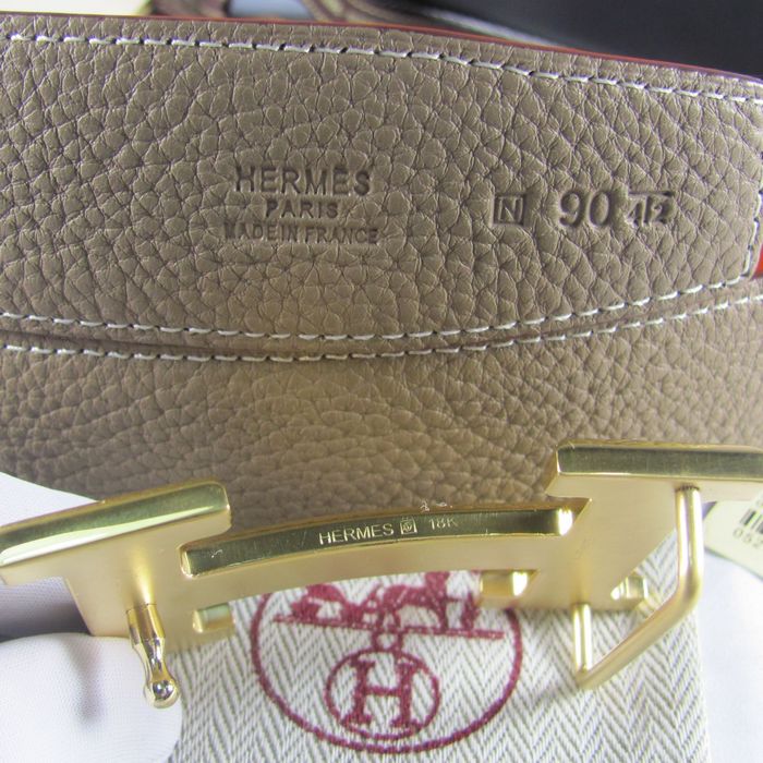 H**mes reversible togo leather 38mm belt grey