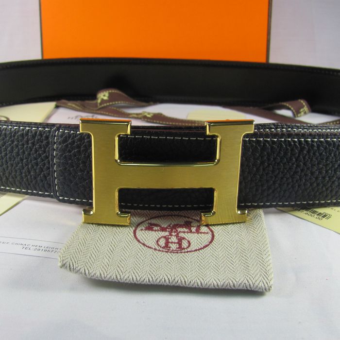 H**mes reversible togo leather 38mm belt navy