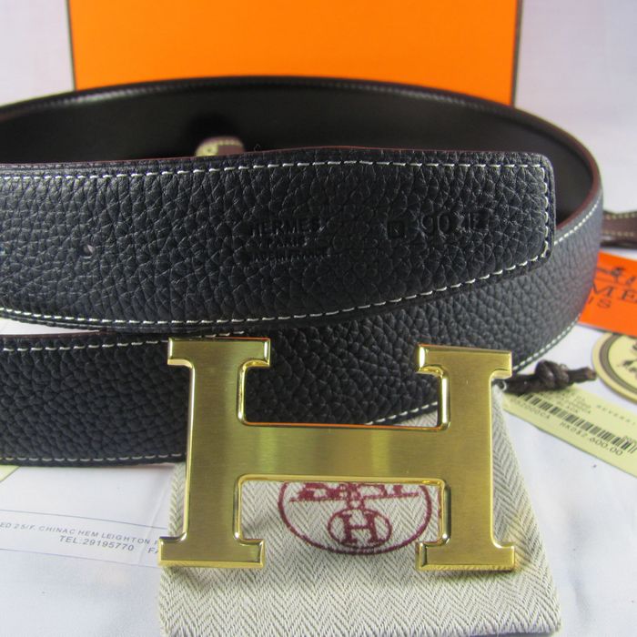 H**mes reversible togo leather 38mm belt navy
