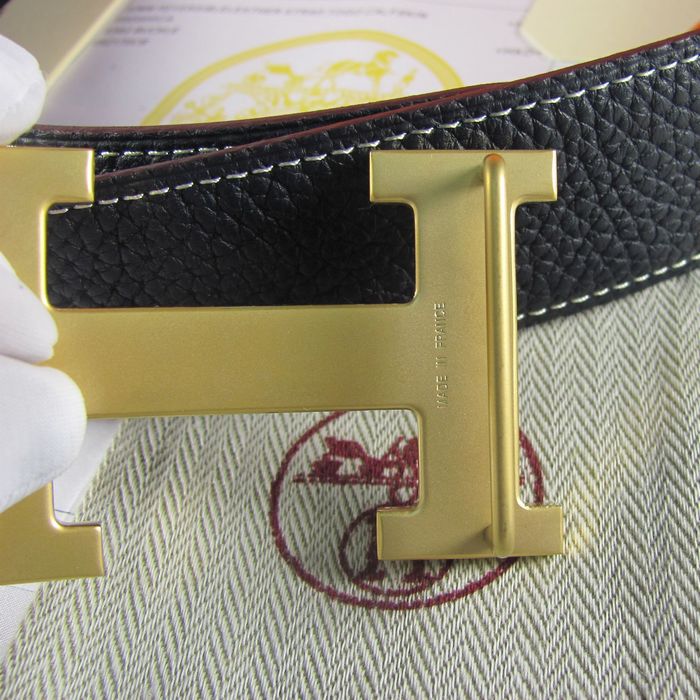H**mes reversible togo leather 38mm belt navy