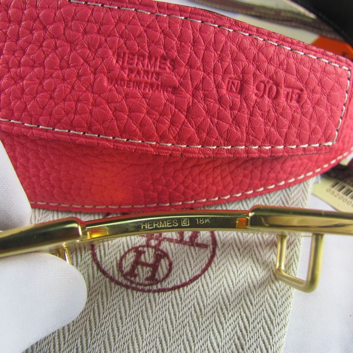 H**mes reversible togo leather 38mm belt peach