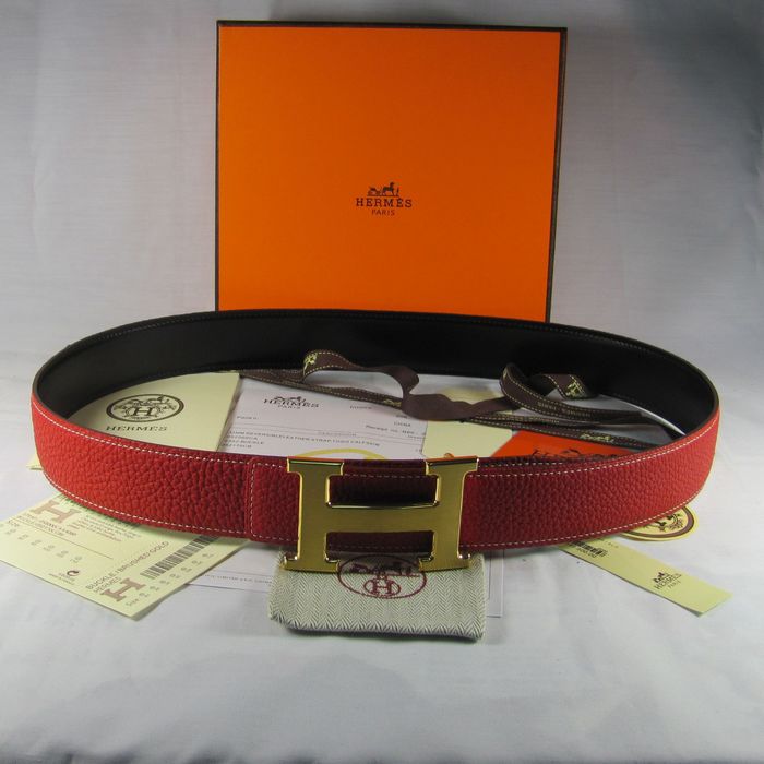 H**mes reversible togo leather 38mm belt red