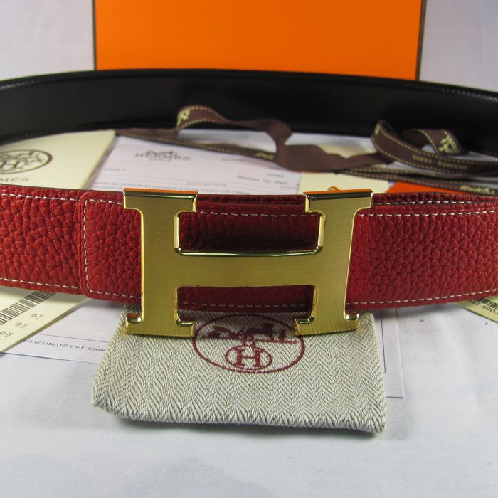 H**mes reversible togo leather 38mm belt red