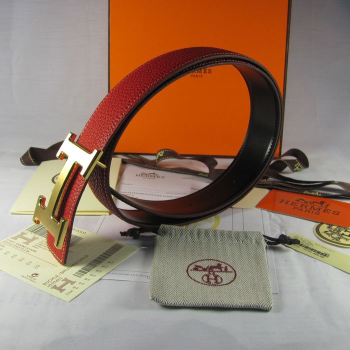 H**mes reversible togo leather 38mm belt red