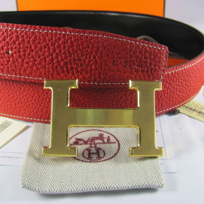 H**mes reversible togo leather 38mm belt red