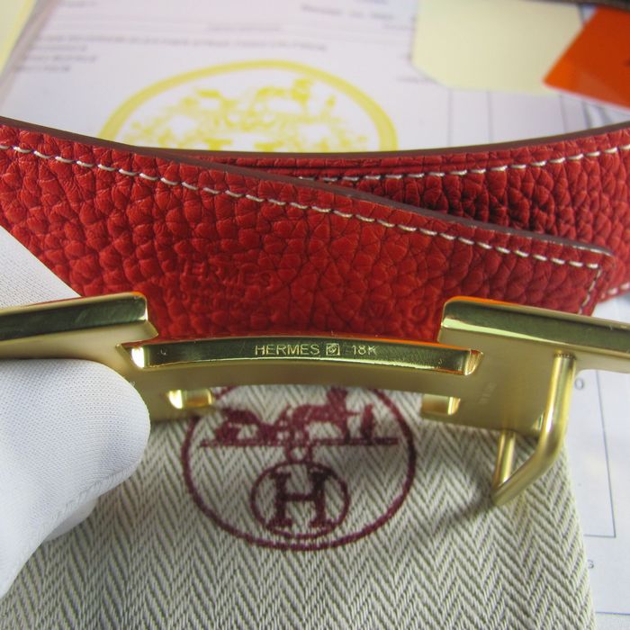 H**mes reversible togo leather 38mm belt red