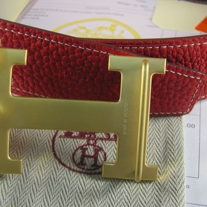 H**mes reversible togo leather 38mm belt red