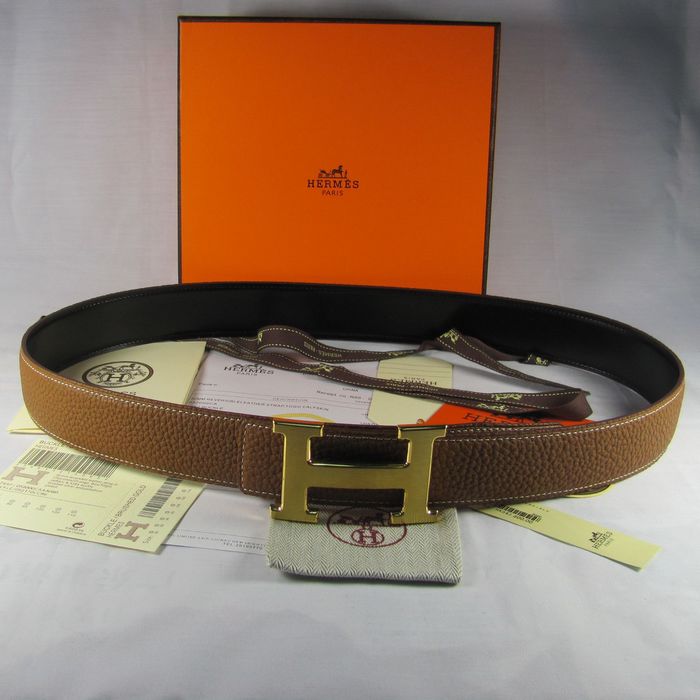 H**mes reversible togo leather 38mm belt tan
