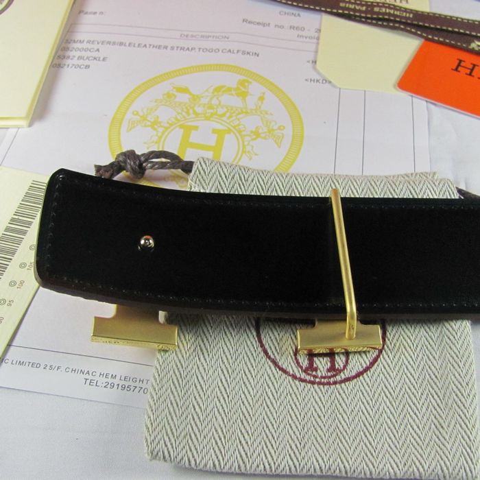 H**mes reversible togo leather 38mm belt tan