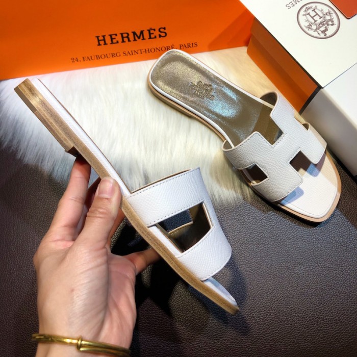 H**mes women oran sandals in epsom leather white