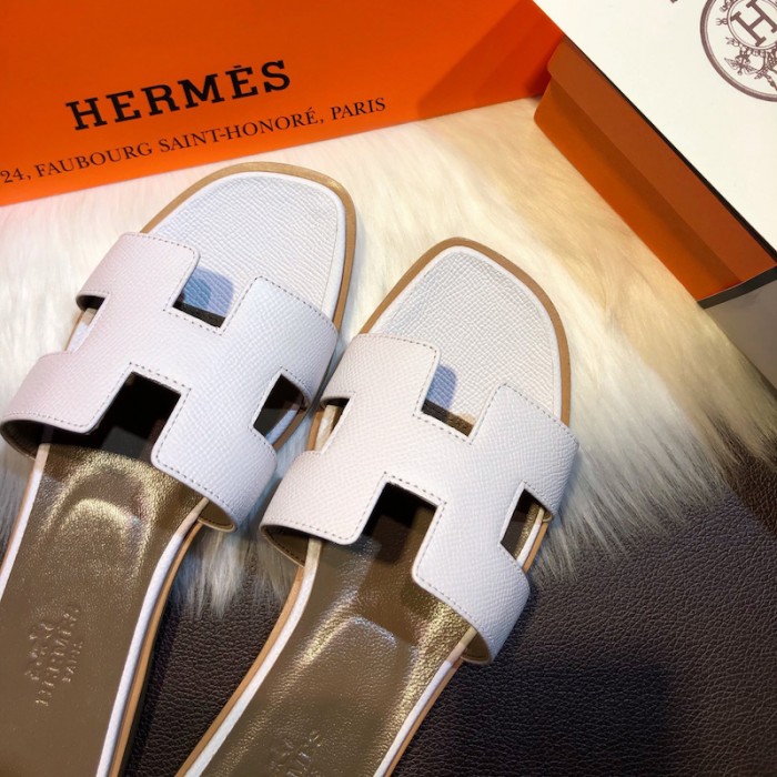 H**mes women oran sandals in epsom leather white