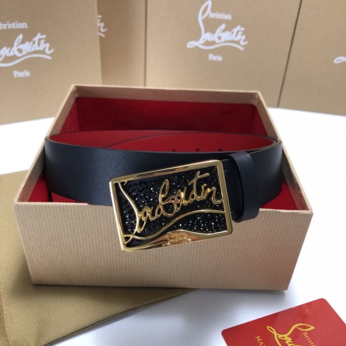 Ch**an louboutin men ricky belt black / gold