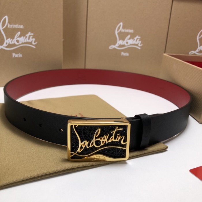 Ch**an louboutin men ricky belt black / gold