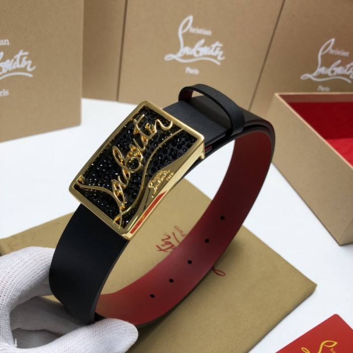 Ch**an louboutin men ricky belt black / gold