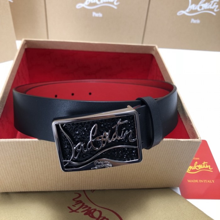 Ch**an louboutin men ricky belt black / black