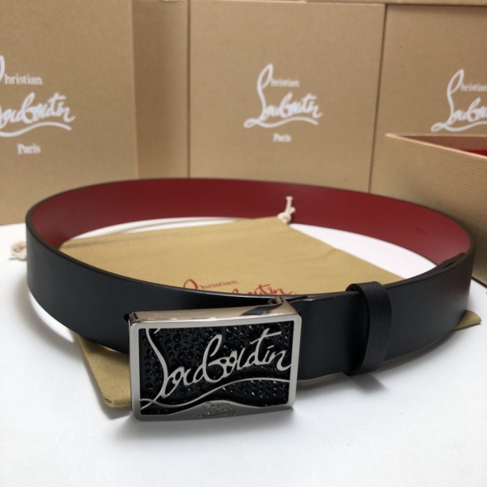Ch**an louboutin men ricky belt black / black