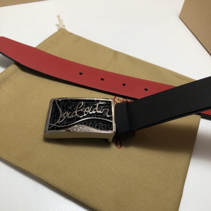 Ch**an louboutin men ricky belt black / black