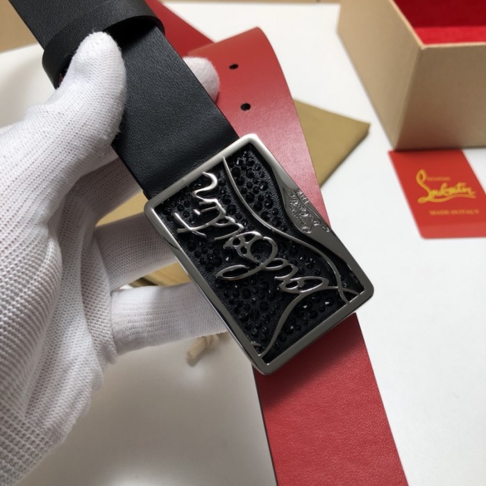 Ch**an louboutin men ricky belt black / black
