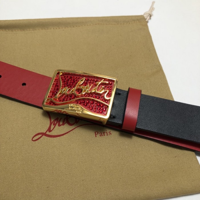 Ch**an louboutin men ricky belt black / red