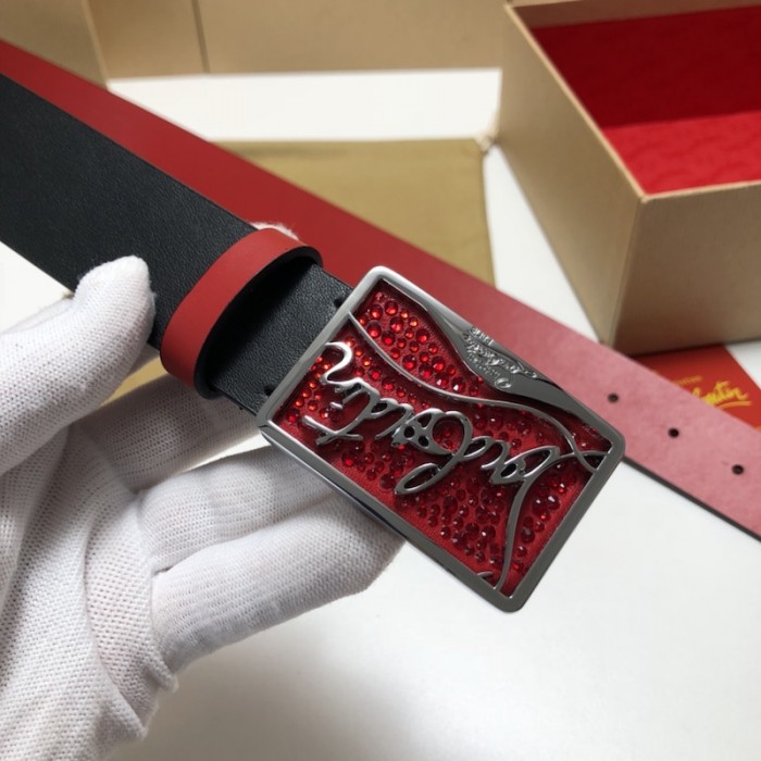 Ch**an louboutin men ricky belt black / silver
