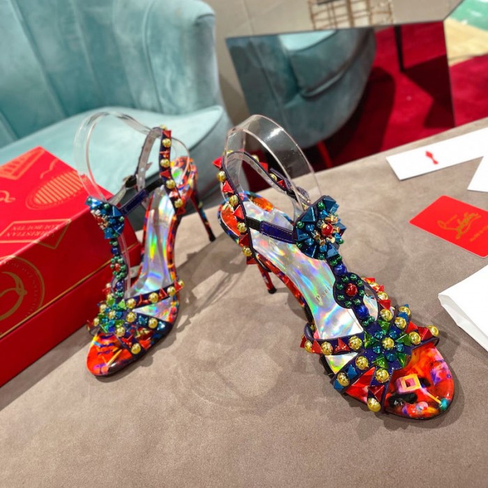 top quality Ch**an louboutin goldora sandal 100mm mix multi