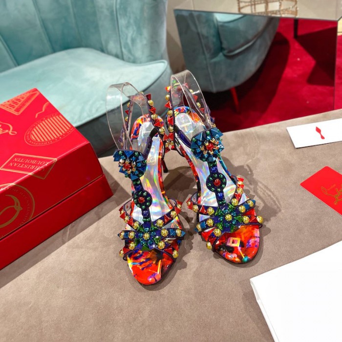 top quality Ch**an louboutin goldora sandal 100mm mix multi