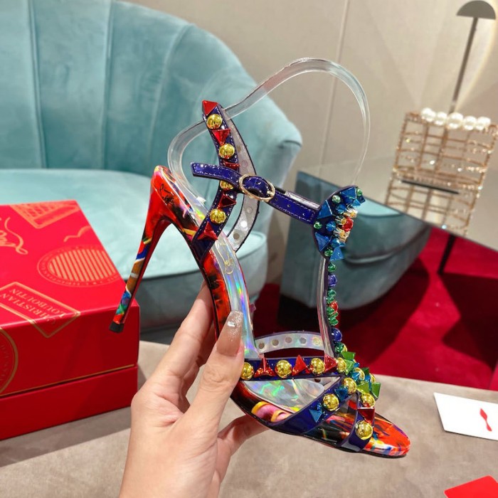 top quality Ch**an louboutin goldora sandal 100mm mix multi