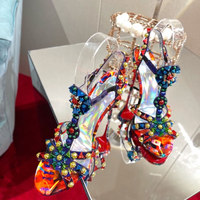 top quality Ch**an louboutin goldora sandal 100mm mix multi