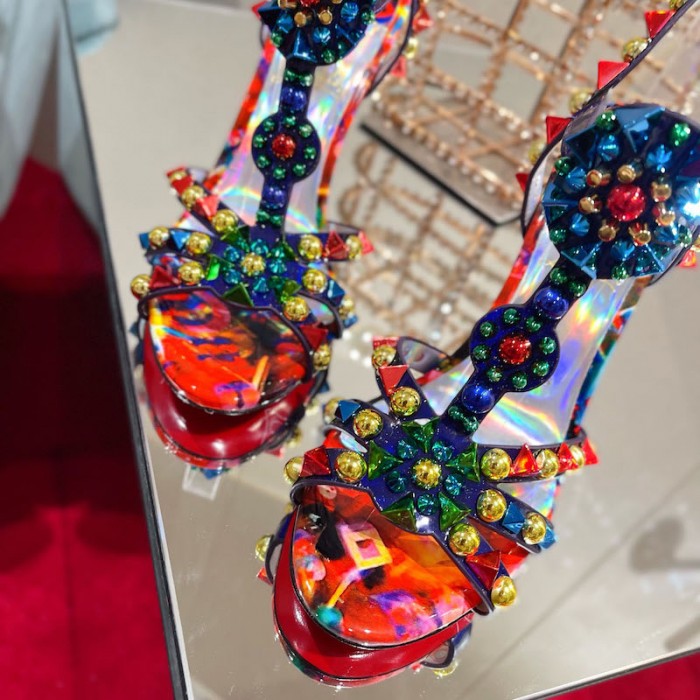 top quality Ch**an louboutin goldora sandal 100mm mix multi