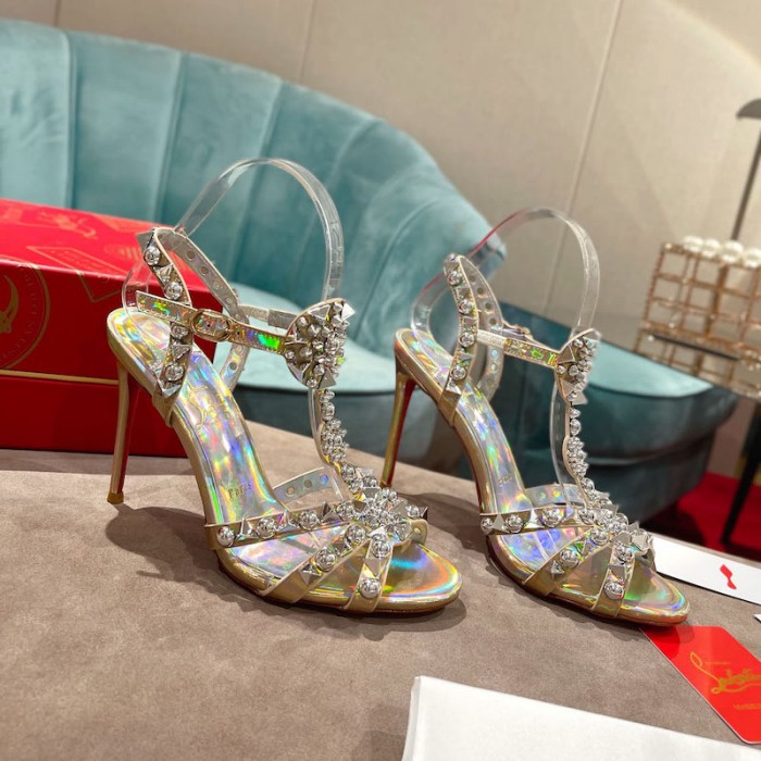top quality Ch**an louboutin goldora sandal 100mm gold