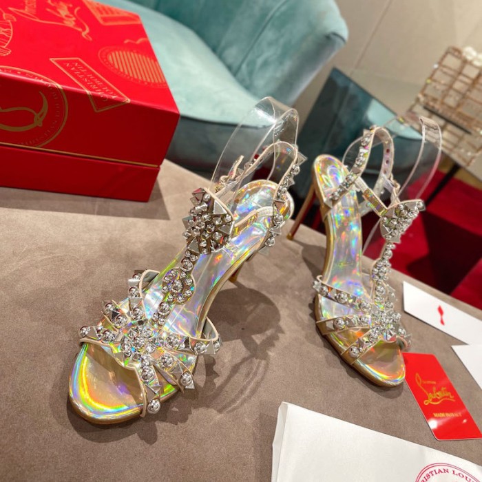 top quality Ch**an louboutin goldora sandal 100mm gold