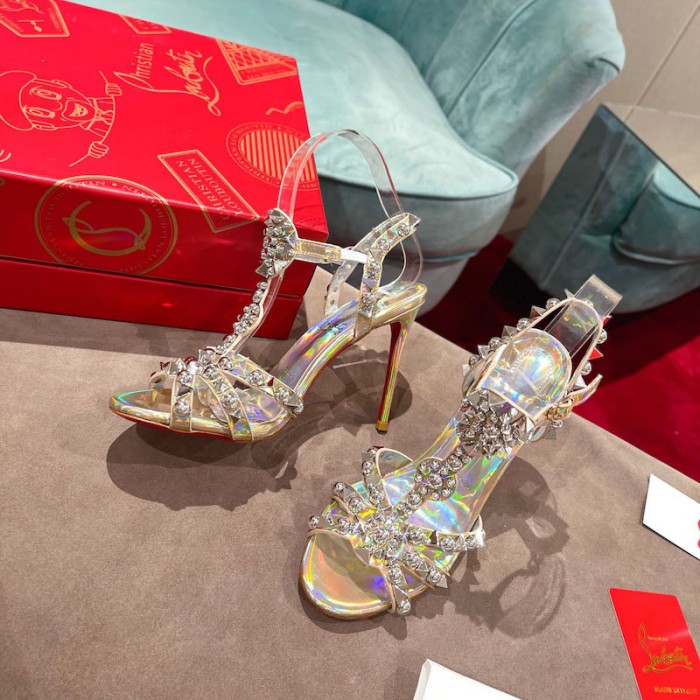 top quality Ch**an louboutin goldora sandal 100mm gold