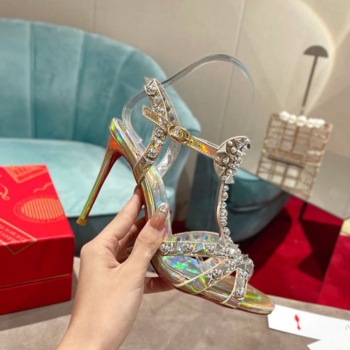 top quality Ch**an louboutin goldora sandal 100mm gold