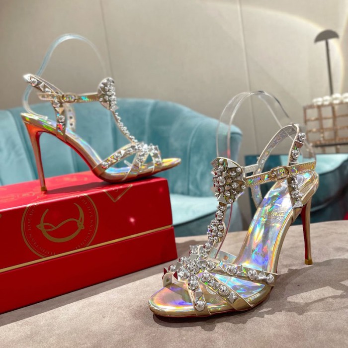 top quality Ch**an louboutin goldora sandal 100mm gold