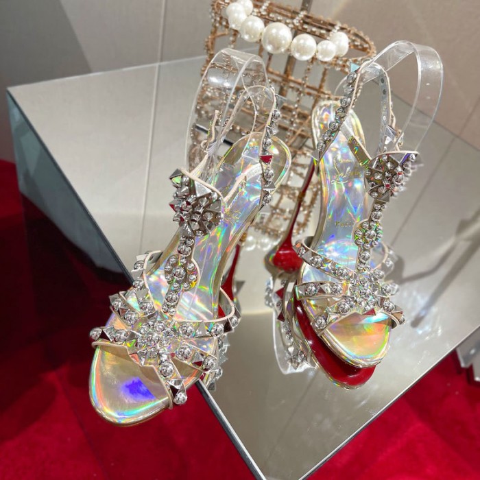 top quality Ch**an louboutin goldora sandal 100mm gold