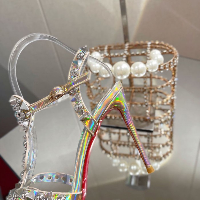 top quality Ch**an louboutin goldora sandal 100mm gold