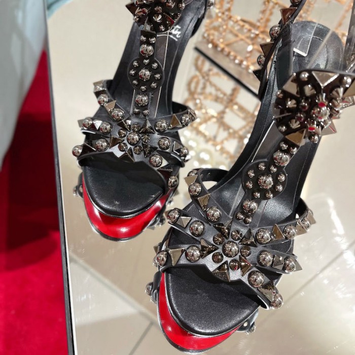 top quality Ch**an louboutin goldora sandal 100mm black