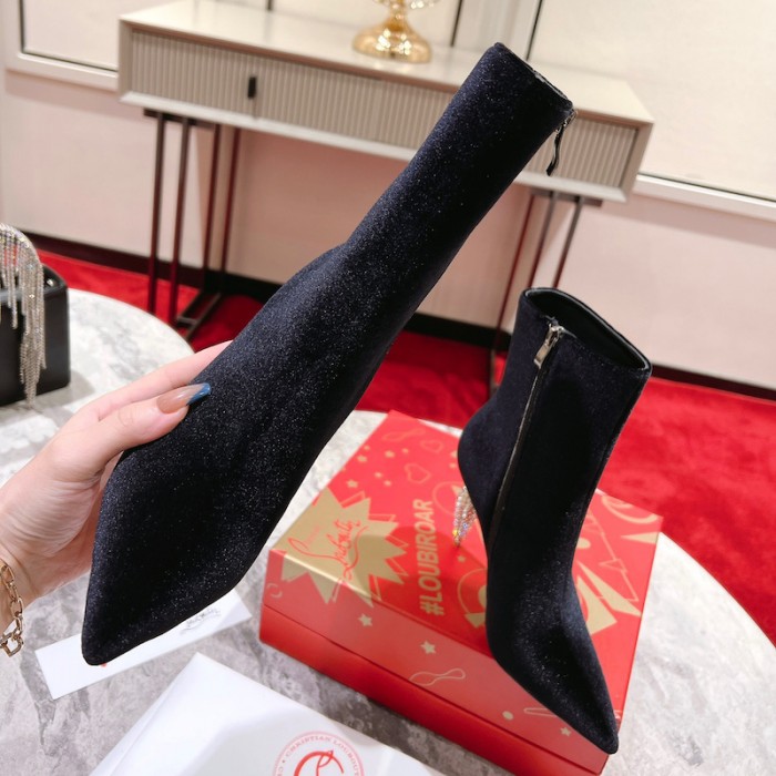 Ch**an louboutin lipbooty 100mm heel ankle boot black