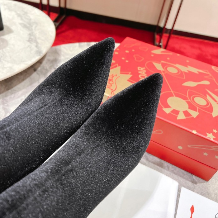 Ch**an louboutin lipbooty 100mm heel ankle boot black