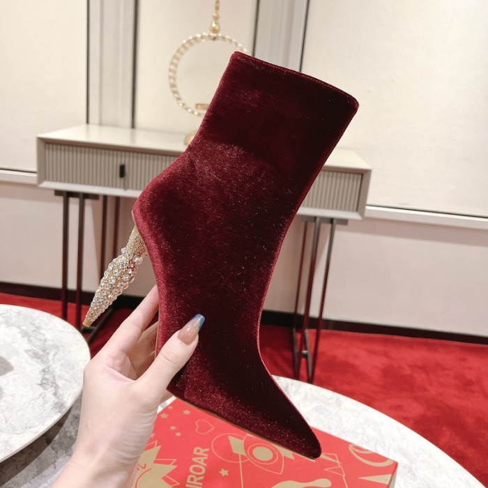 Ch**an louboutin lipbooty 100mm heel ankle boot burgundy