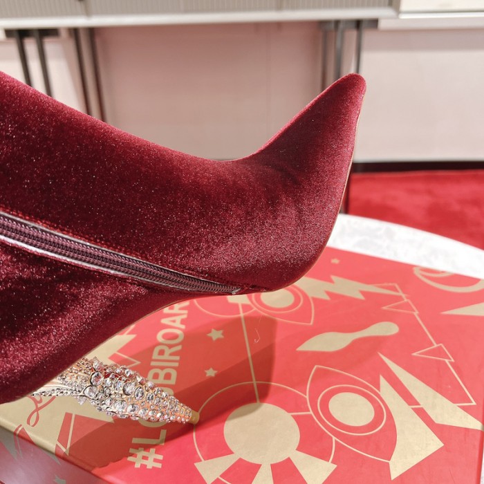 Ch**an louboutin lipbooty 100mm heel ankle boot burgundy