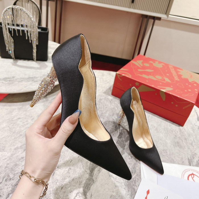 Ch**an louboutin lipstrass pump 100 mm black